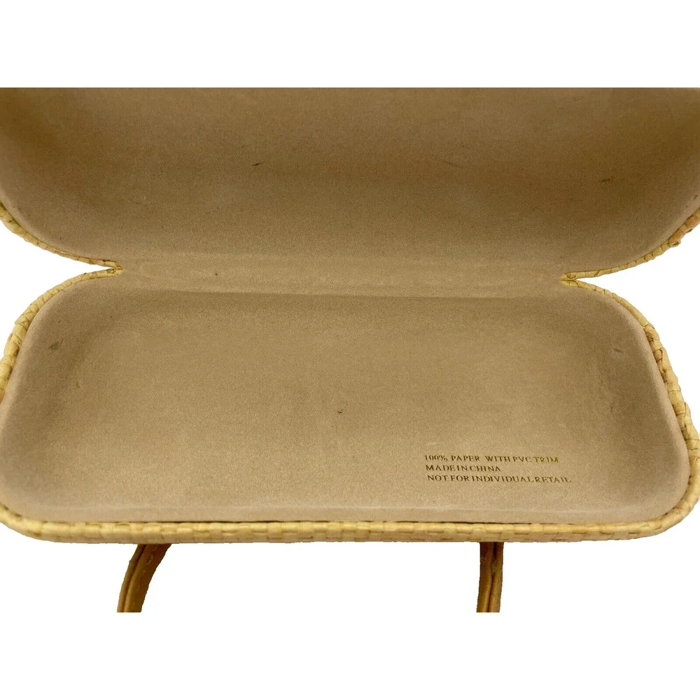 100% Paper With PVC Trim Sunglasses Case, Clam Shell Tan Hard Case- Pre-owned - Picture 7 of 8